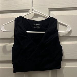 Garage Black Ribbed Crop Top